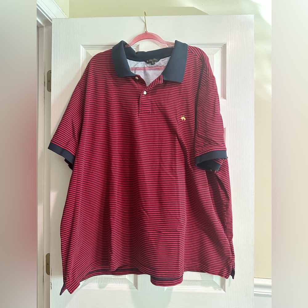 Brooks Brothers Red and Black Striped Supima Cotton Polo Shirt 4XL